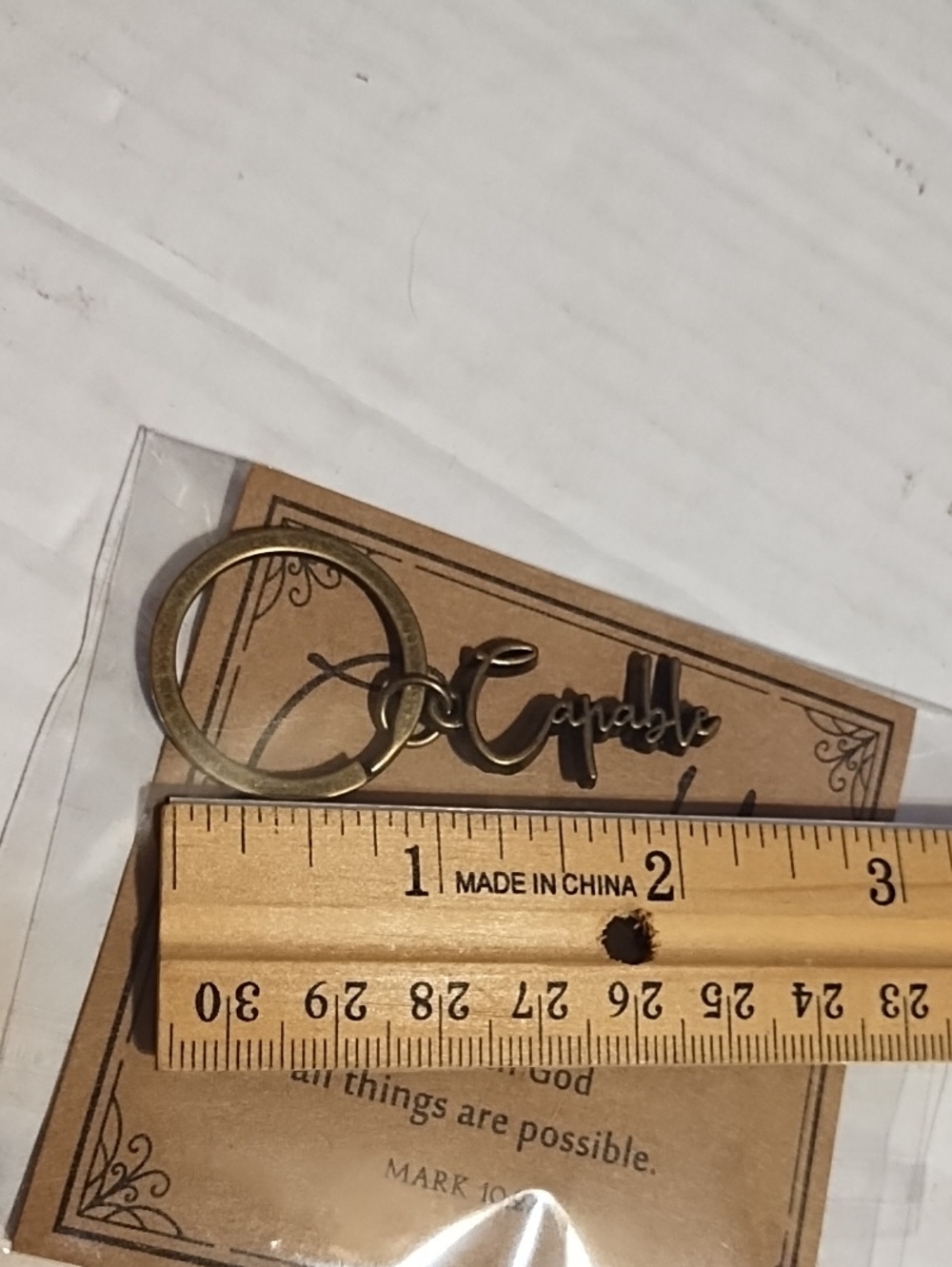 New Capable Script Charm Keyring - Gold Tone - Picture 5 of 5